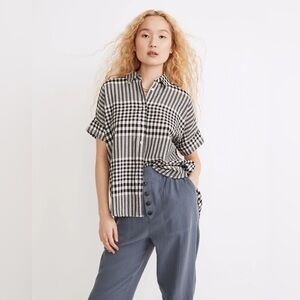 Madewell Courier Pintuck-Back Shirt in Double-Faced Plaid, small